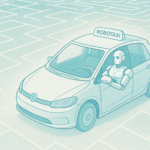 Tesla : Optimus driving a robotaxi