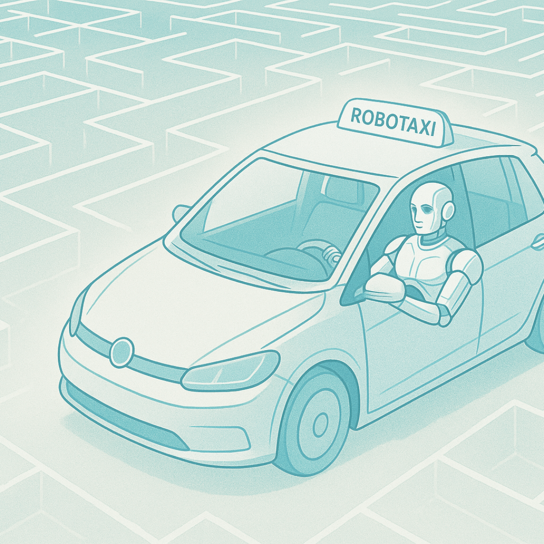 Tesla : Optimus driving a robotaxi