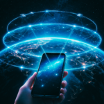 Téléphone connecté à un réseau spatial.