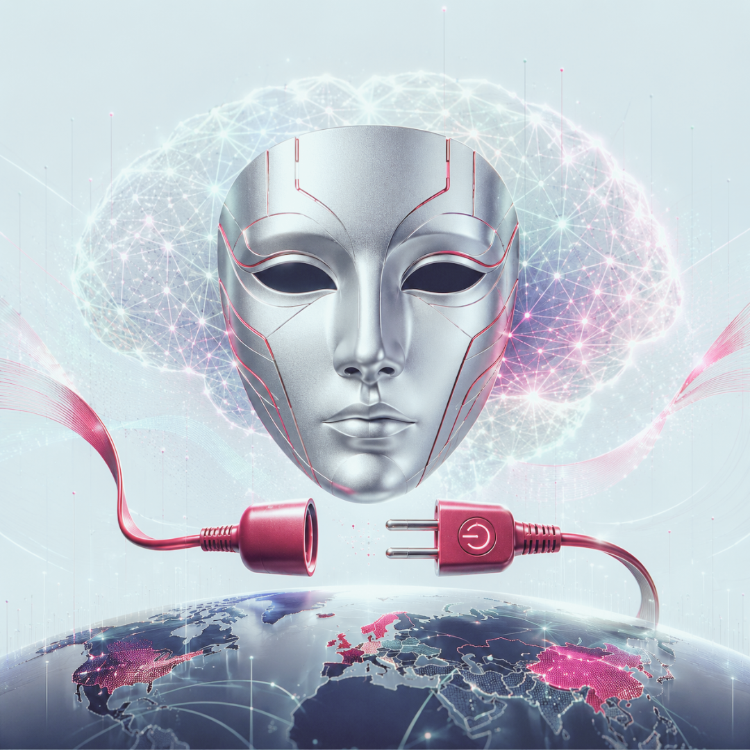 Visage de robot avec connexion électrique